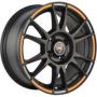 Диск колёсный литой "SH670 6.5x16, 5x112, ET42, D57.1, черный матовый с оранжево-серой полосой по ободу (MBOGS)" NZ (9129592)