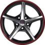 Диск колёсный литой "SH667 6.5x16, 4x98, ET38, D58.6, черный полированный с красной полосой по ободу (BKFRS)" NZ (9129423)